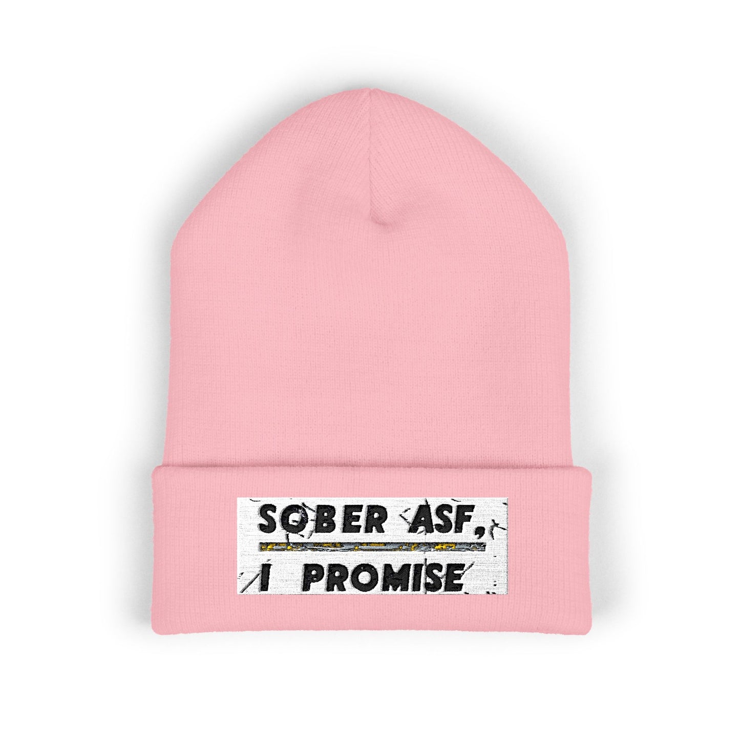 "Sober AF, I Promise" Cuffed Beanie - Classic Knit Hat With Multiple Colors