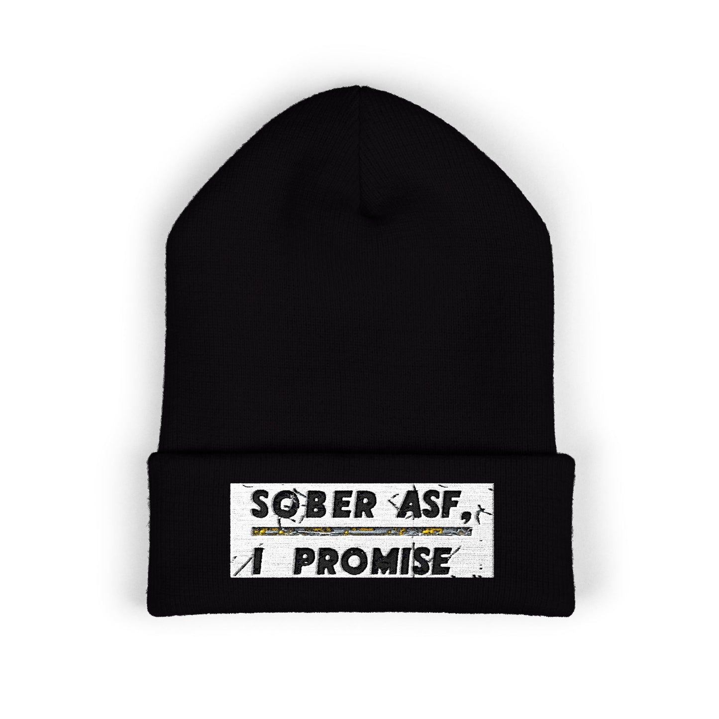 "Sober AF, I Promise" Cuffed Beanie - Classic Knit Hat With Multiple Colors