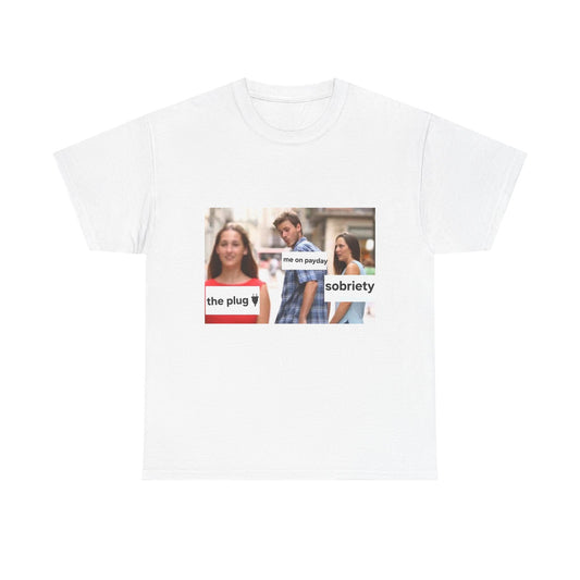 Meme Unisex Heavy Cotton Tee - 'Merch for Misfits' Graphic Shirt with Sobriety Theme