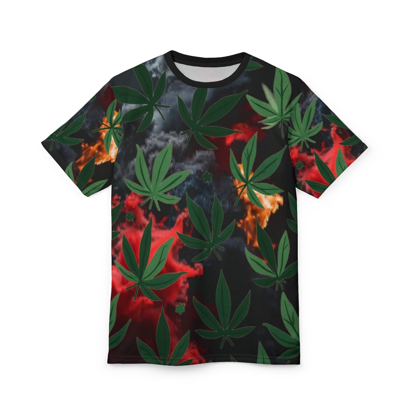 "Smoke Up" Weed Leaf with Smokey Background - 420 Friendly All Over Print Tee